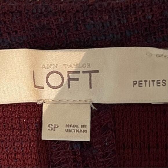 LOFT Maroon Navy Academia Office Career Knit Shift Dress NWOT Size SP - Picture 9 of 12